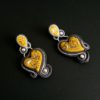 Boucles d'oreilles coeur jaune et gris - Solal Bijoux