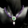 Collier argent mauve et vert avec perles en améthyste - Solal Bijoux