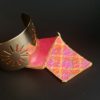Manchette et son manchon réversible rose et imprimé écossais - Solal Bijoux